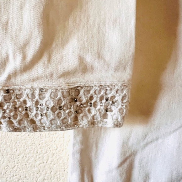 Palm Grove White Button-Up Jacket with Lace Trim - Picture 5 of 9